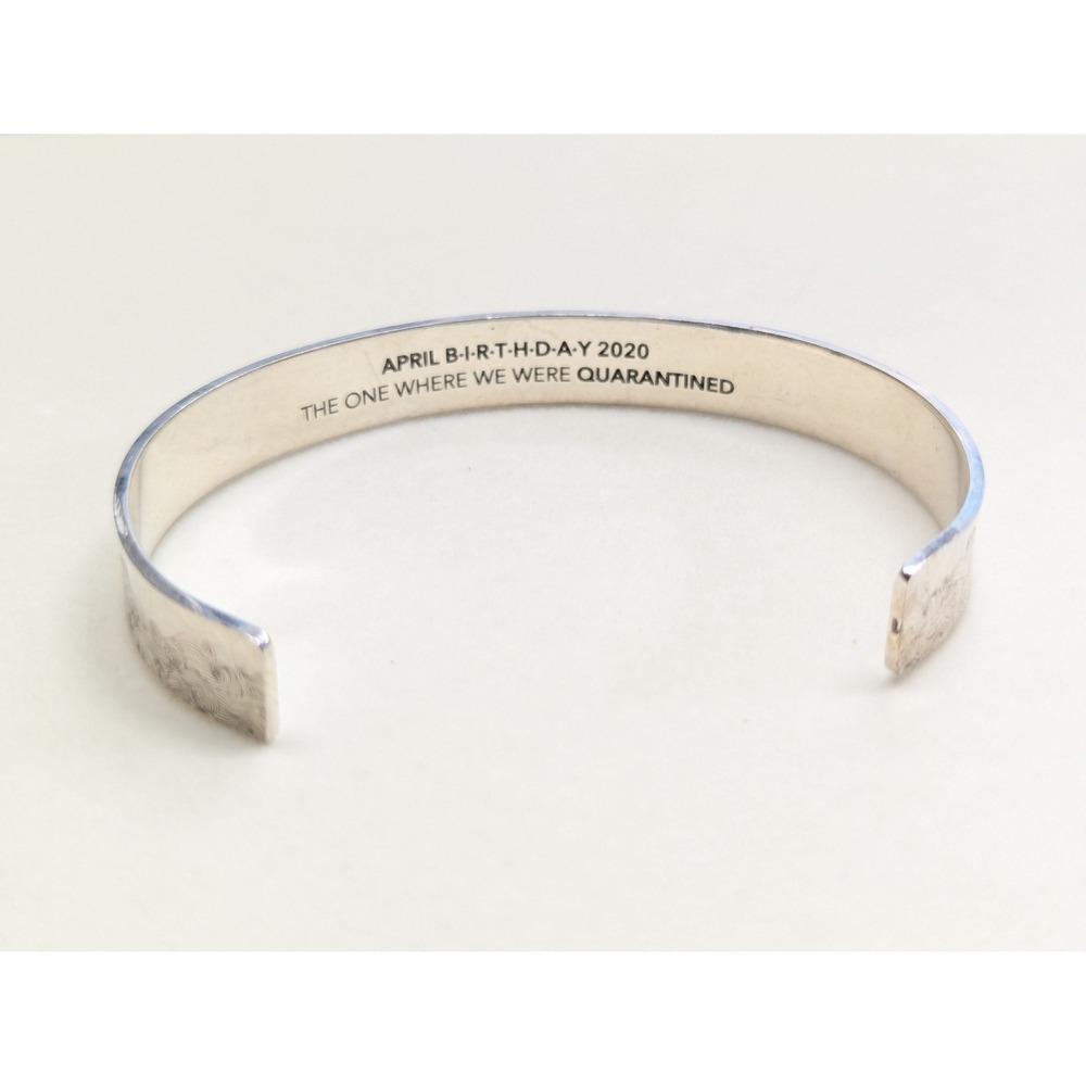 Magical Wave Engraved Cuff Bracelet Silvertone April‎ Birthday 2020 Quarantined
